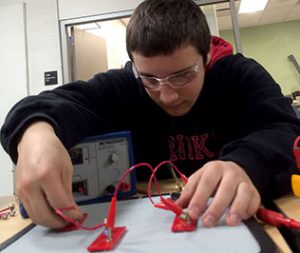 Student working in class