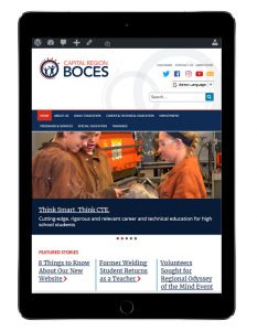 Screenshot of the new BOCES website on a tablet 