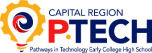 Capital Region Pathways in Technology Early College High School logo with lightbulb