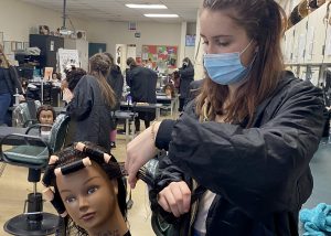 Elaina McGrath, Cosmetology student working at Capital Region BOCES 