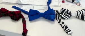 An arrangement of bow ties on display.