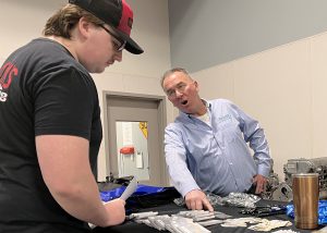 Employer and student talk