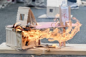a burning house