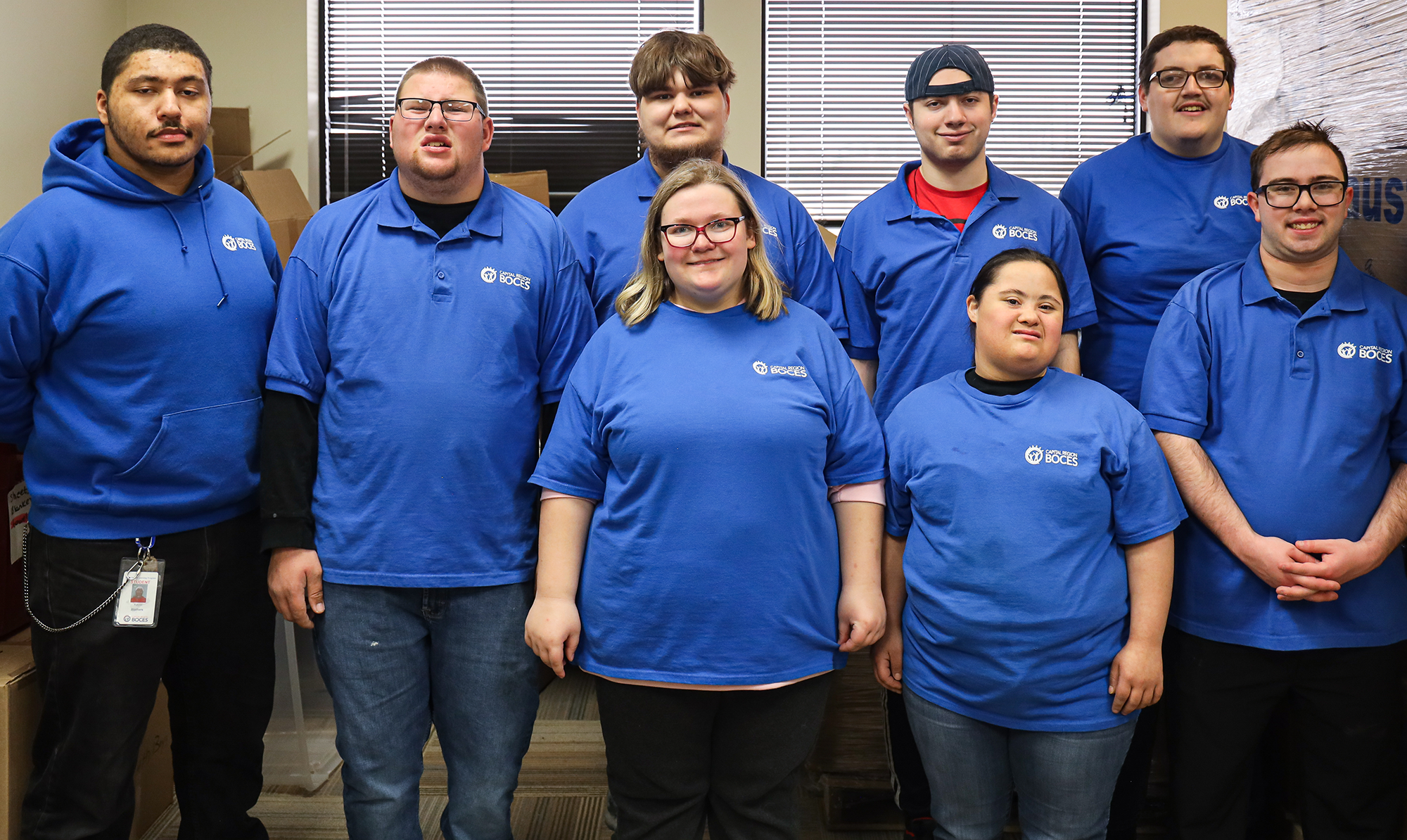 SELFI Program students take a group photo at the program's headquarters at the Capital Region BOCES administrative office.