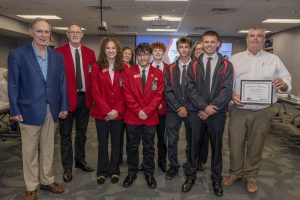 SkillsUSA students and representatives from BBL Constructions Services and Capital Region BOCES gather for a photo.