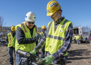 Student places a gas line