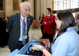 Student talks to a regent