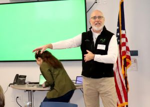 Matt Grattan makes hand gesture