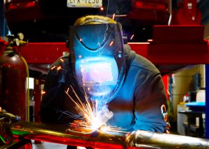 Student welding