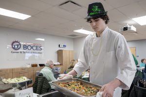 Student serving food