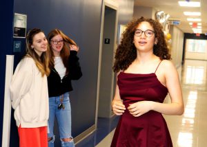 Student models a dress