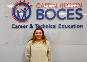 Amber head shot in front of BOCES sign