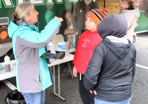 A photo of two young students and Dawn Disson from Bittersweet Maple Farm.
