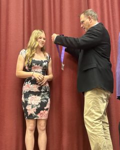 student receives medal