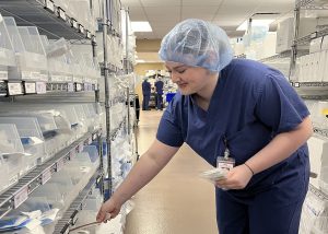 Sterile student working in  lab
