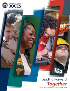 The image is of the cover of the annual report which is composed of four images in narrow vertical formats.