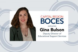 A BOCES-branded promotional graphic with Gina Bulson's professional headshot that announces her deputy director role.