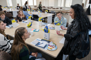 NYS Education Commissioner Betty Rosa interacts with students.